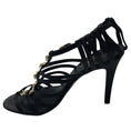 Load image into Gallery viewer, Chanel RARE Vintage 1999 Black Rhinestone Embellished Bow Satin Caged Sandals
