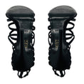 Load image into Gallery viewer, Chanel RARE Vintage 1999 Black Rhinestone Embellished Bow Satin Caged Sandals
