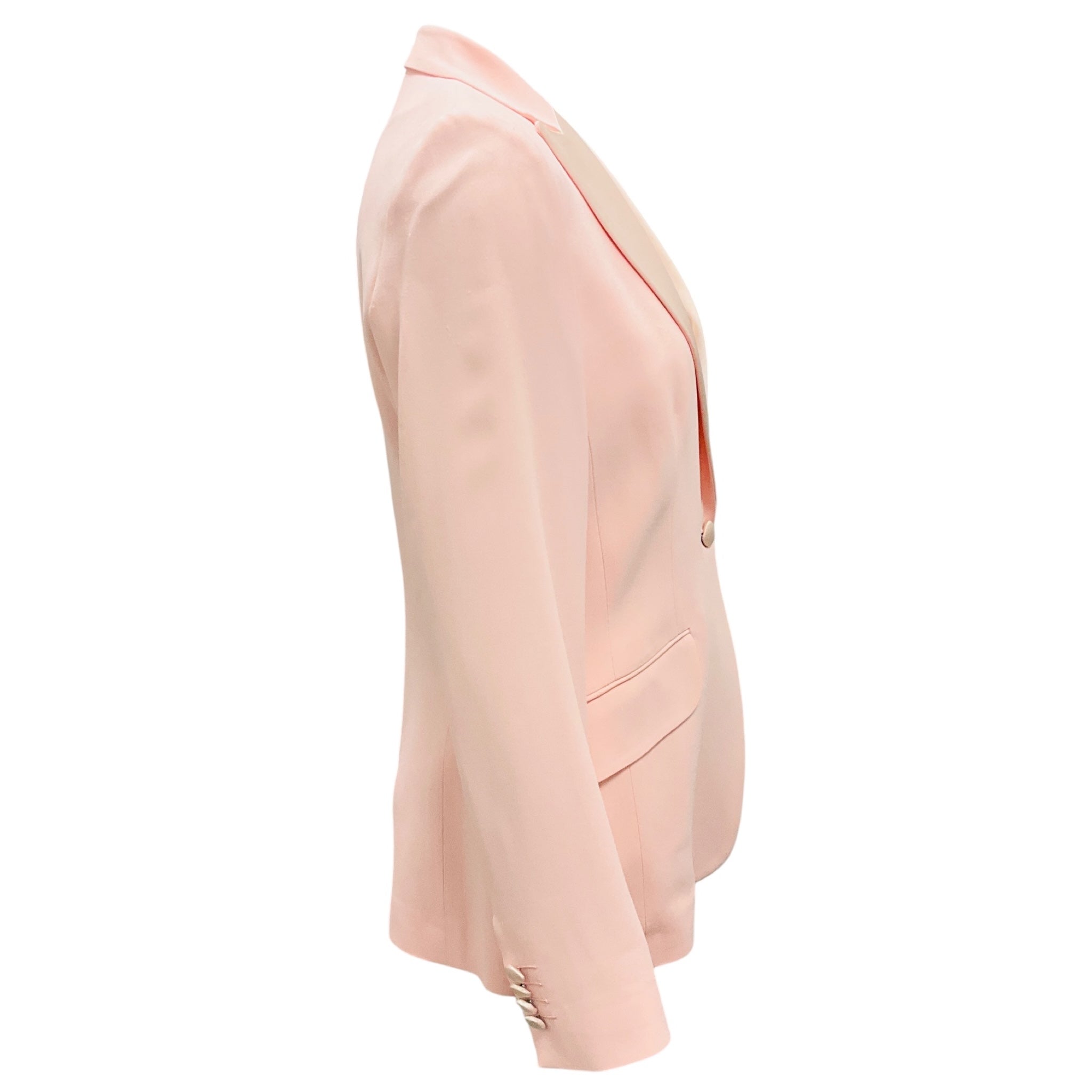 Kiton Light Pink Satin Trimmed Crepe Tuxedo Blazer