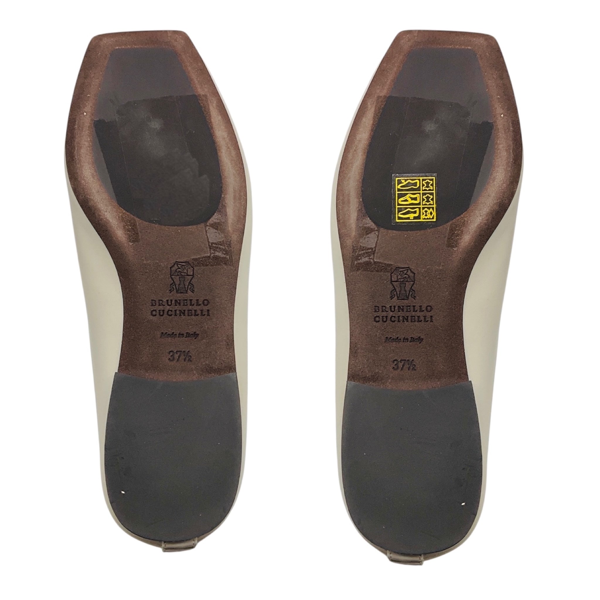 Brunello Cucinelli Taupe Bow Detail Leather Ballet Mules with Monili