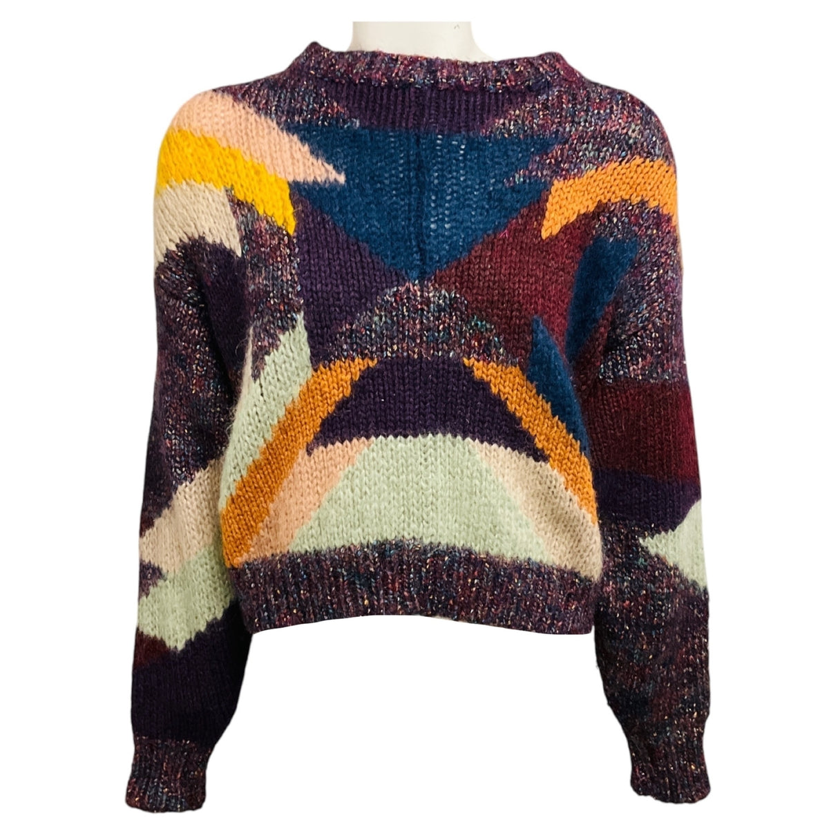 Isabel Marant Burgundy Multi Wool and Mohair Knit Pullover Sweater