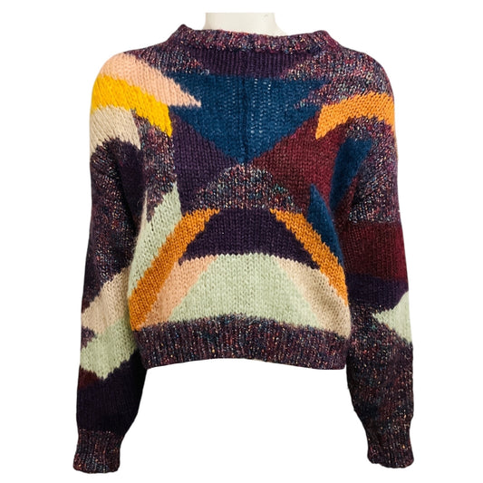 Isabel Marant Burgundy Multi Wool and Mohair Knit Pullover Sweater