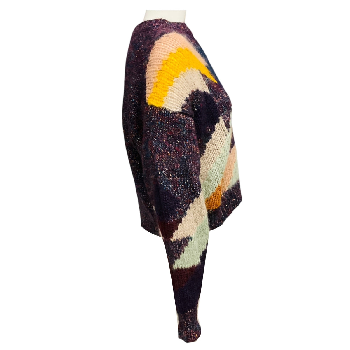 Isabel Marant Burgundy Multi Wool and Mohair Knit Pullover Sweater