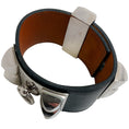 Load image into Gallery viewer, Hermes Black / Silver Collier de Chein Leather Bracelet
