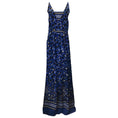 Load image into Gallery viewer, Bottega Veneta Blue / White / Black Sequined Printed Silk Maxi Dress

