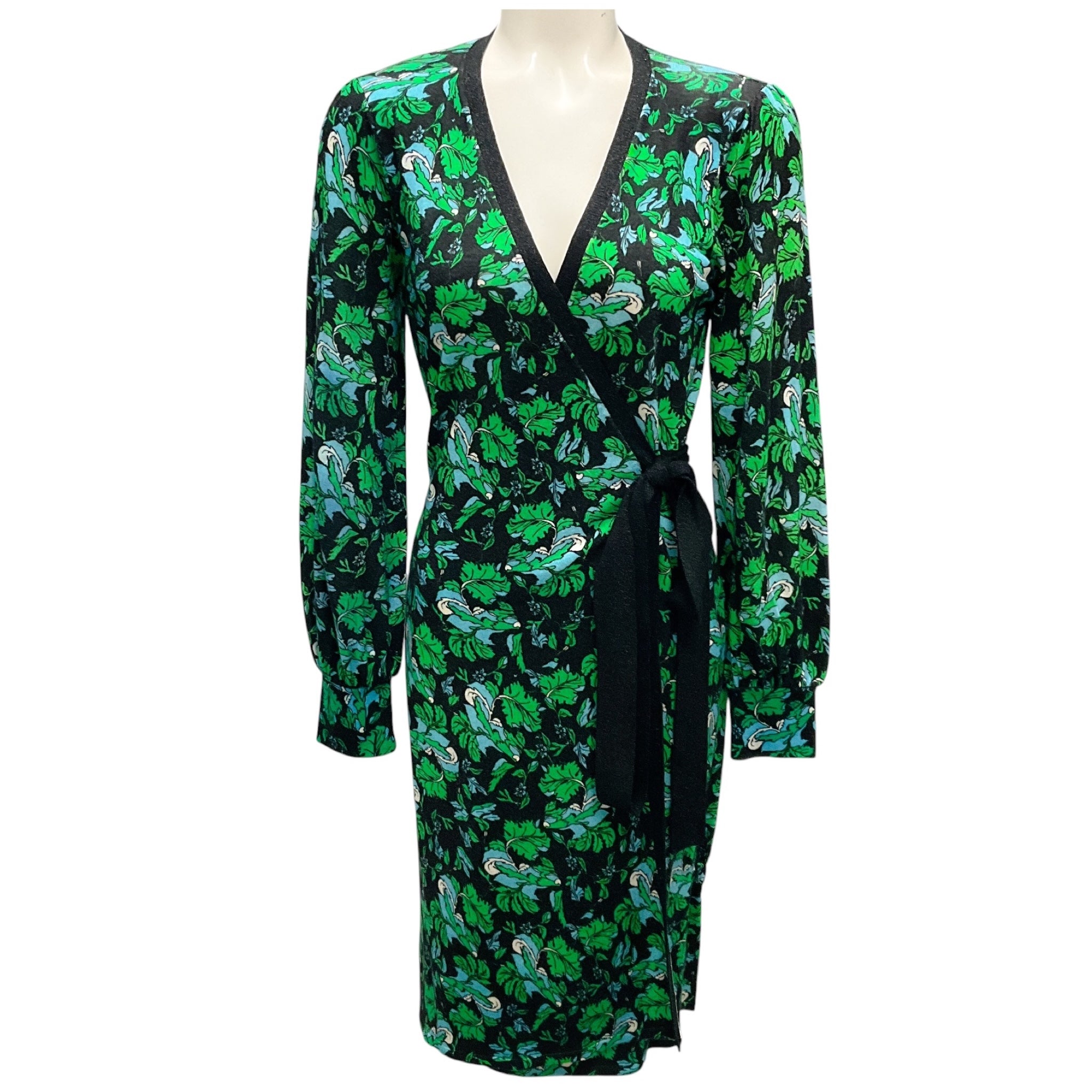Diane Von Furstenberg Grape Leaf Black New Luella Wrap Dress