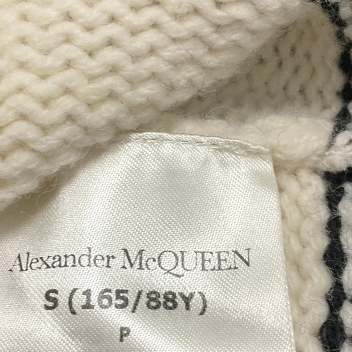 Alexander McQueen Black / Ivory / Blue Fairisle Cropped Knit Sweater
