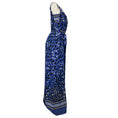 Load image into Gallery viewer, Bottega Veneta Blue / White / Black Sequined Printed Silk Maxi Dress
