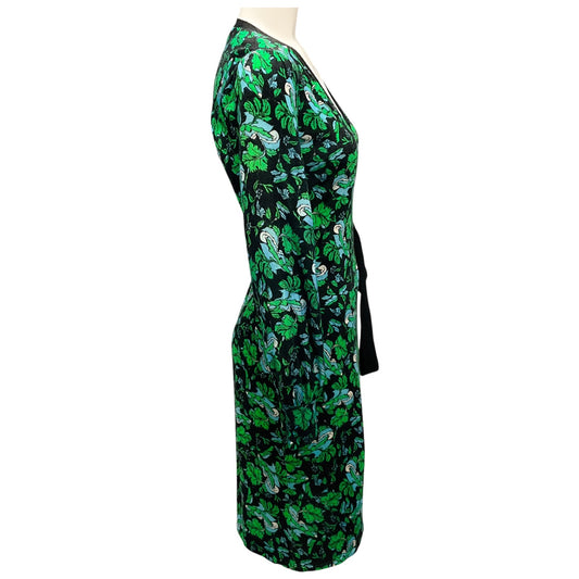 Diane Von Furstenberg Grape Leaf Black New Luella Wrap Dress