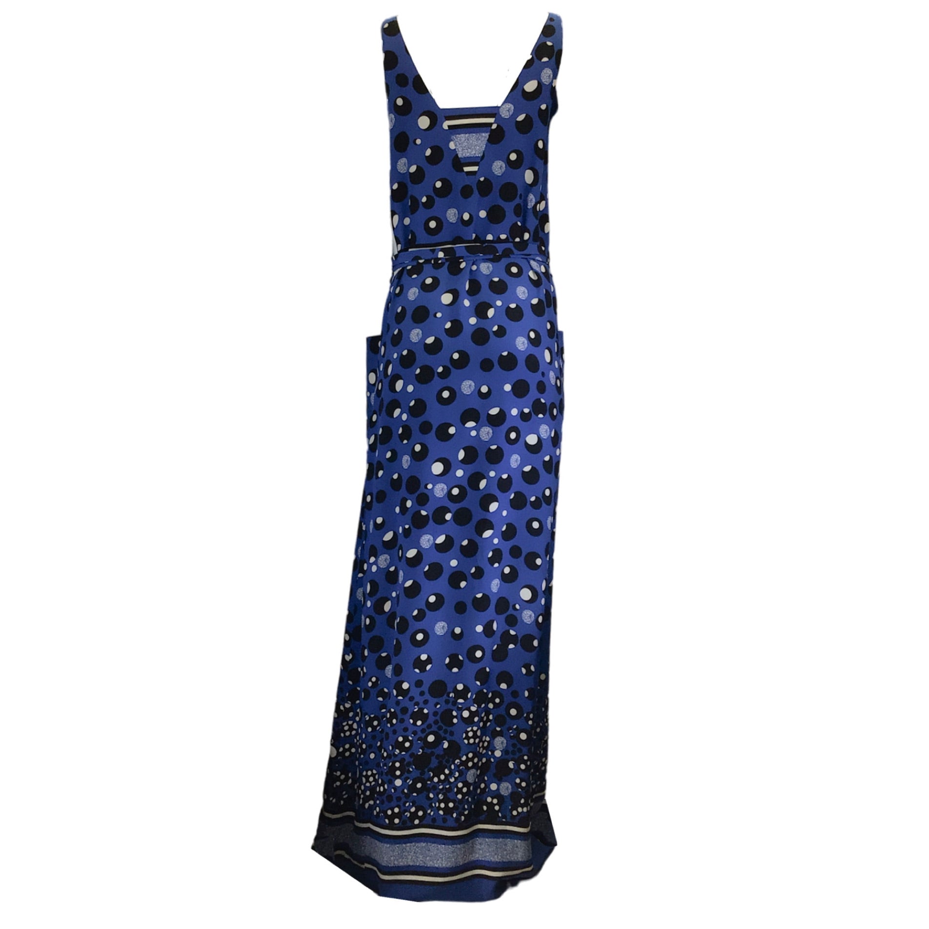 Bottega Veneta Blue / White / Black Sequined Printed Silk Maxi Dress