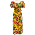 Load image into Gallery viewer, Saloni Yellow Floral Cotton Belted Bianca Midi Dress

