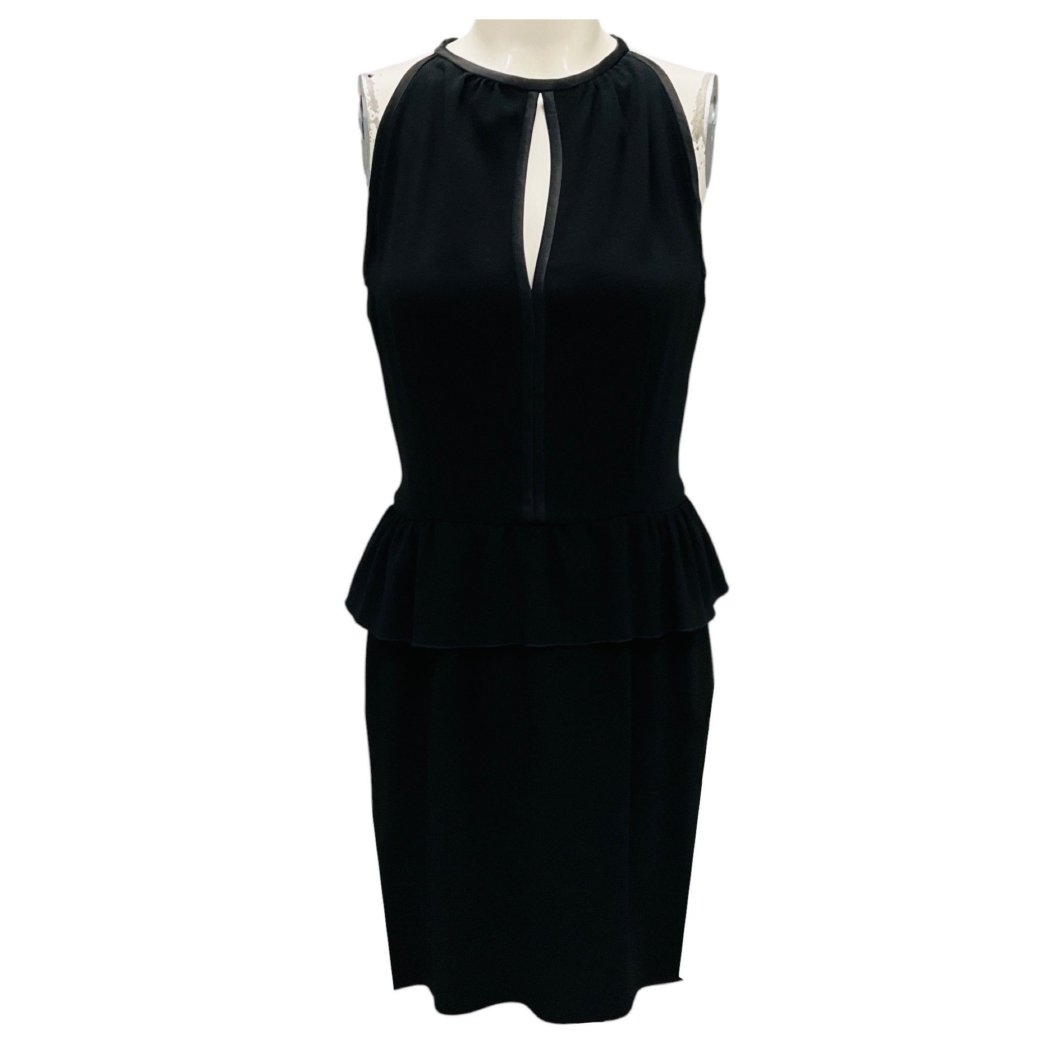 Prada Black Sleeveless Crepe Peplum Dress