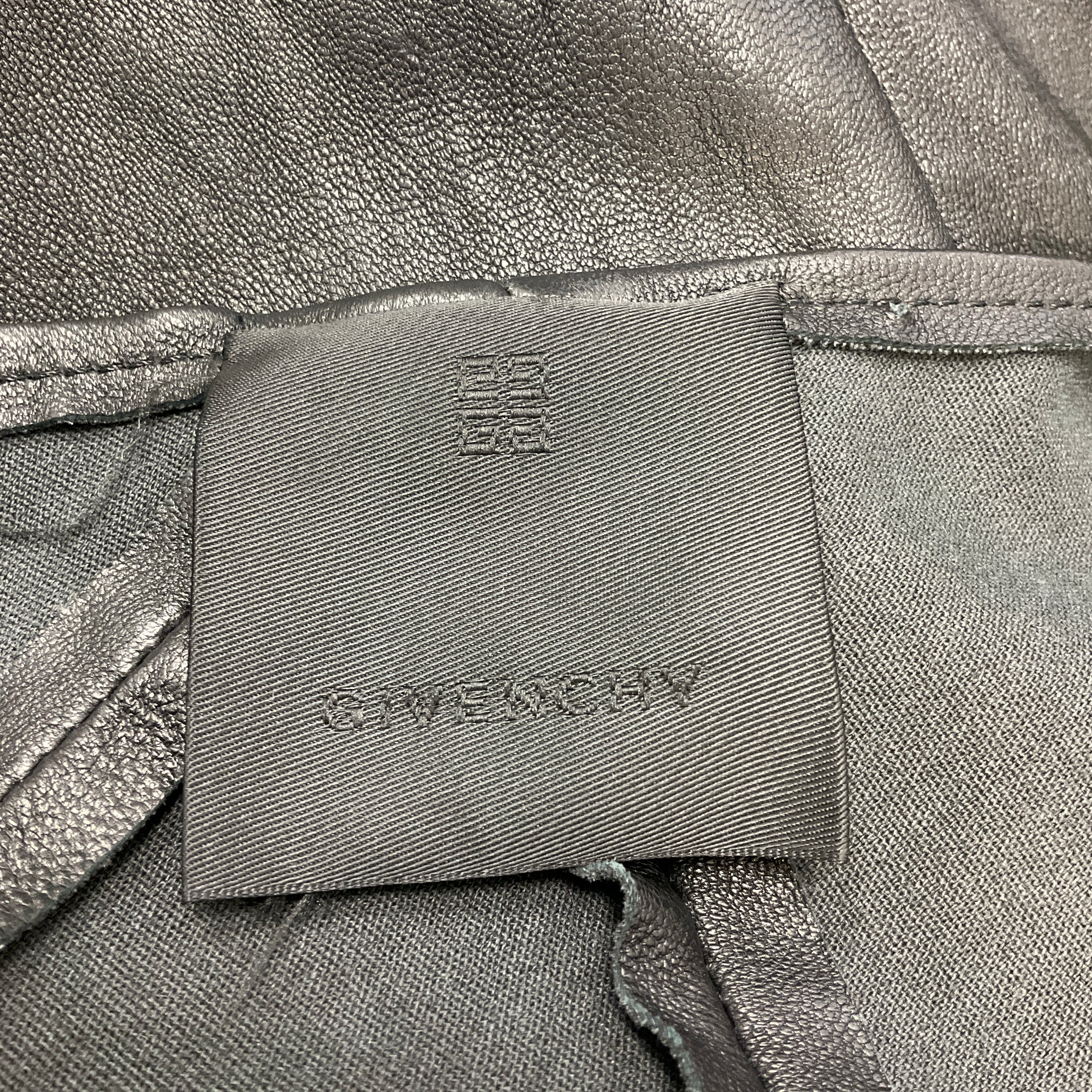 Givenchy Black Draped One Shoulder Stretch Lambskin Leather Mini Dress