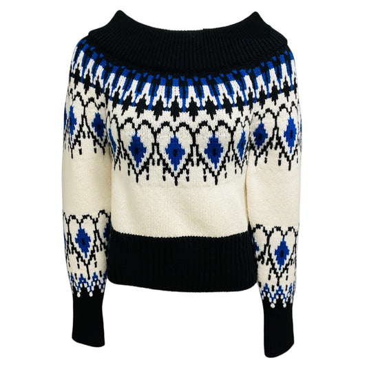 Alexander McQueen Black / Ivory / Blue Fairisle Cropped Knit Sweater