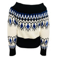Load image into Gallery viewer, Alexander McQueen Black / Ivory / Blue Fairisle Cropped Knit Sweater
