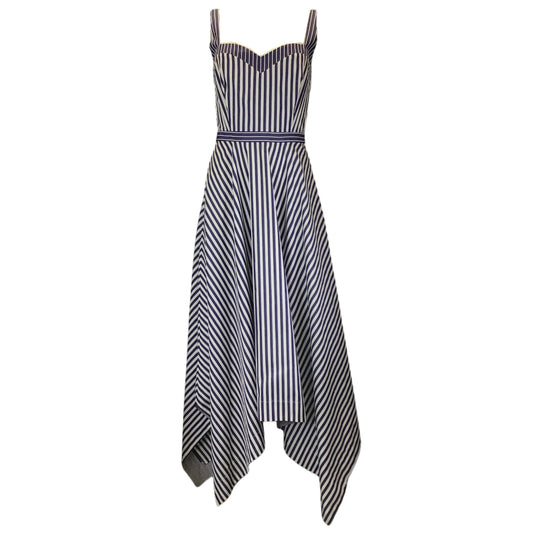 Duncan Blue / White Striped Stella Midi Dress