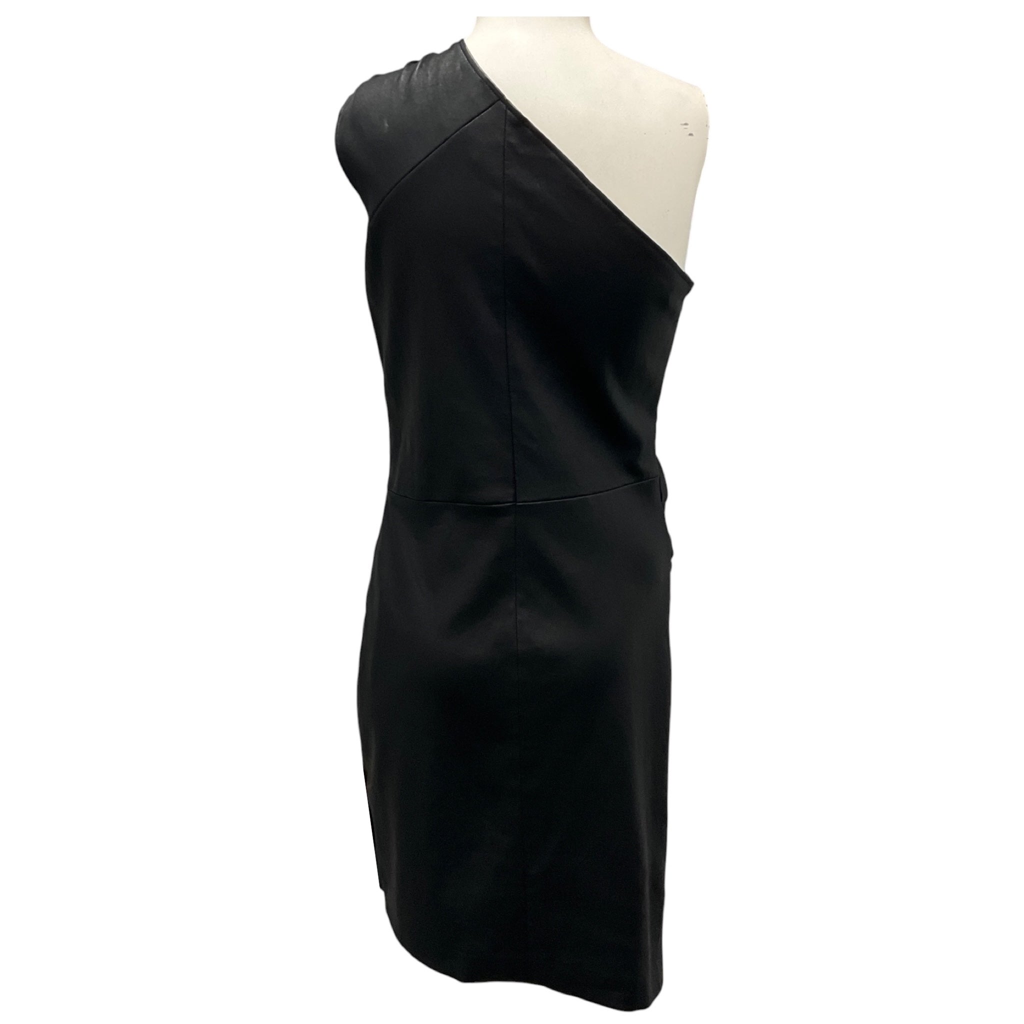 Givenchy Black Draped One Shoulder Stretch Lambskin Leather Mini Dress