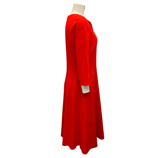 Oscar de la Renta Red 2020 Flared Wool Crepe Swing Dress