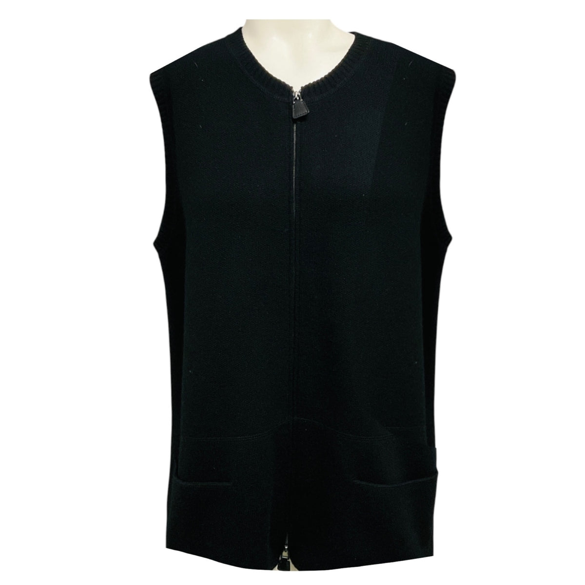 Akris Black Zip Front Sleeveless Cashmere Knit Sweater