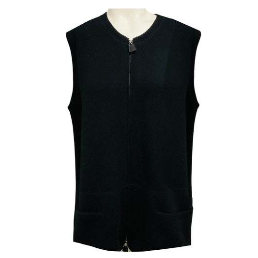 Akris Black Zip Front Sleeveless Cashmere Knit Sweater