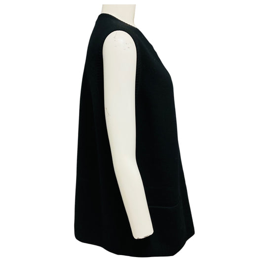 Akris Black Zip Front Sleeveless Cashmere Knit Sweater