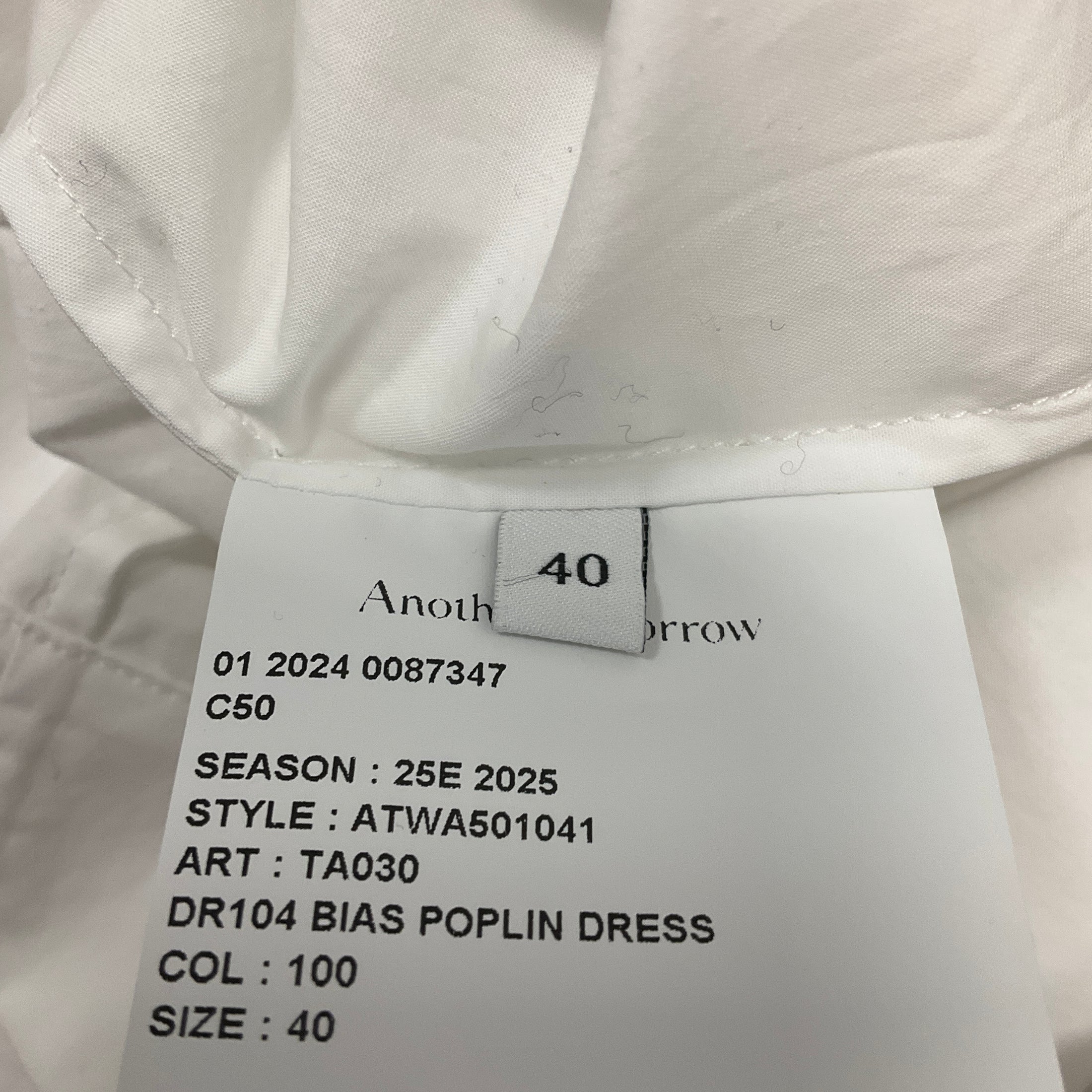Another Tomorrow White Bias Poplin Dress