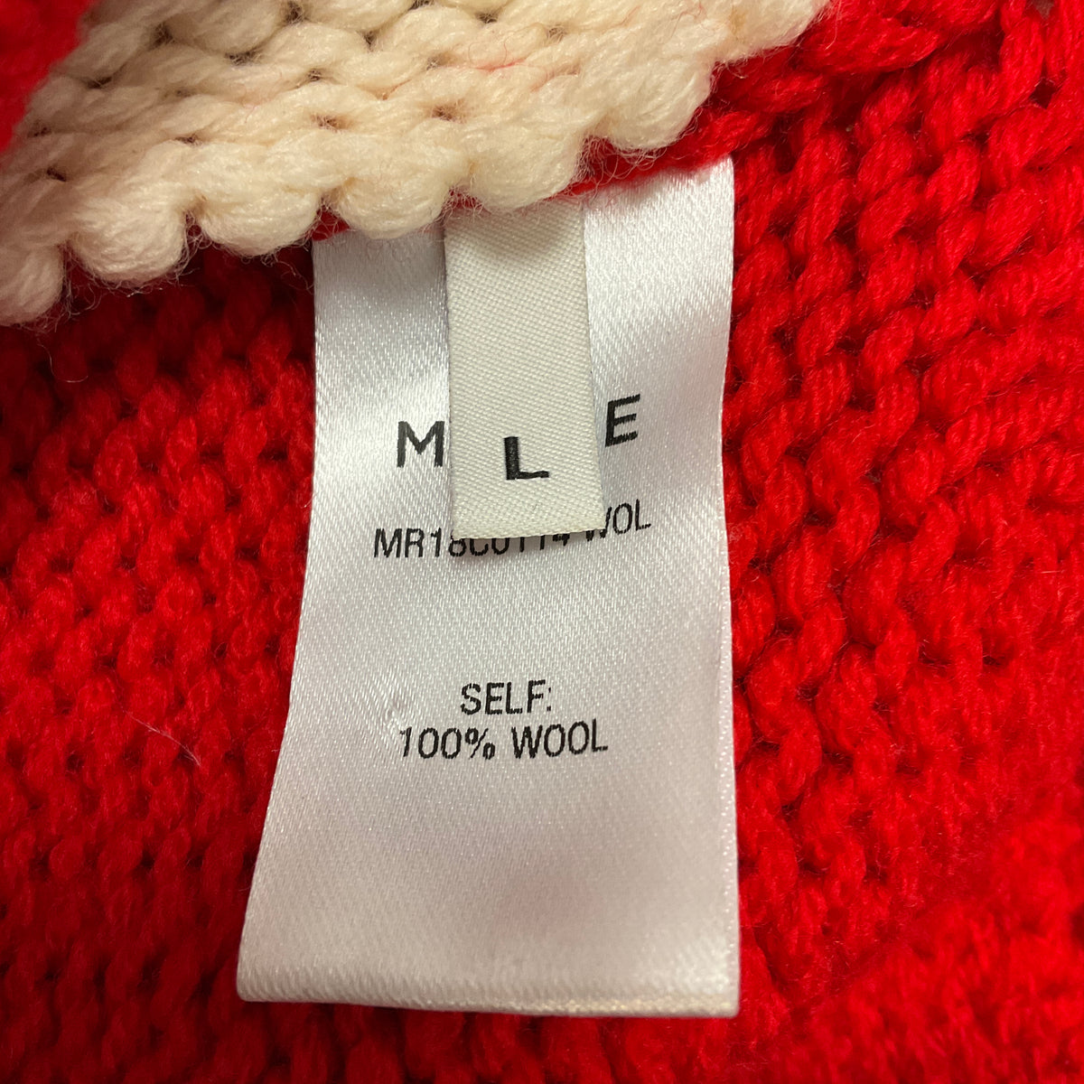 Monse Red / Ivory Cropped Wool Knit Pullover Sweater with Stripes