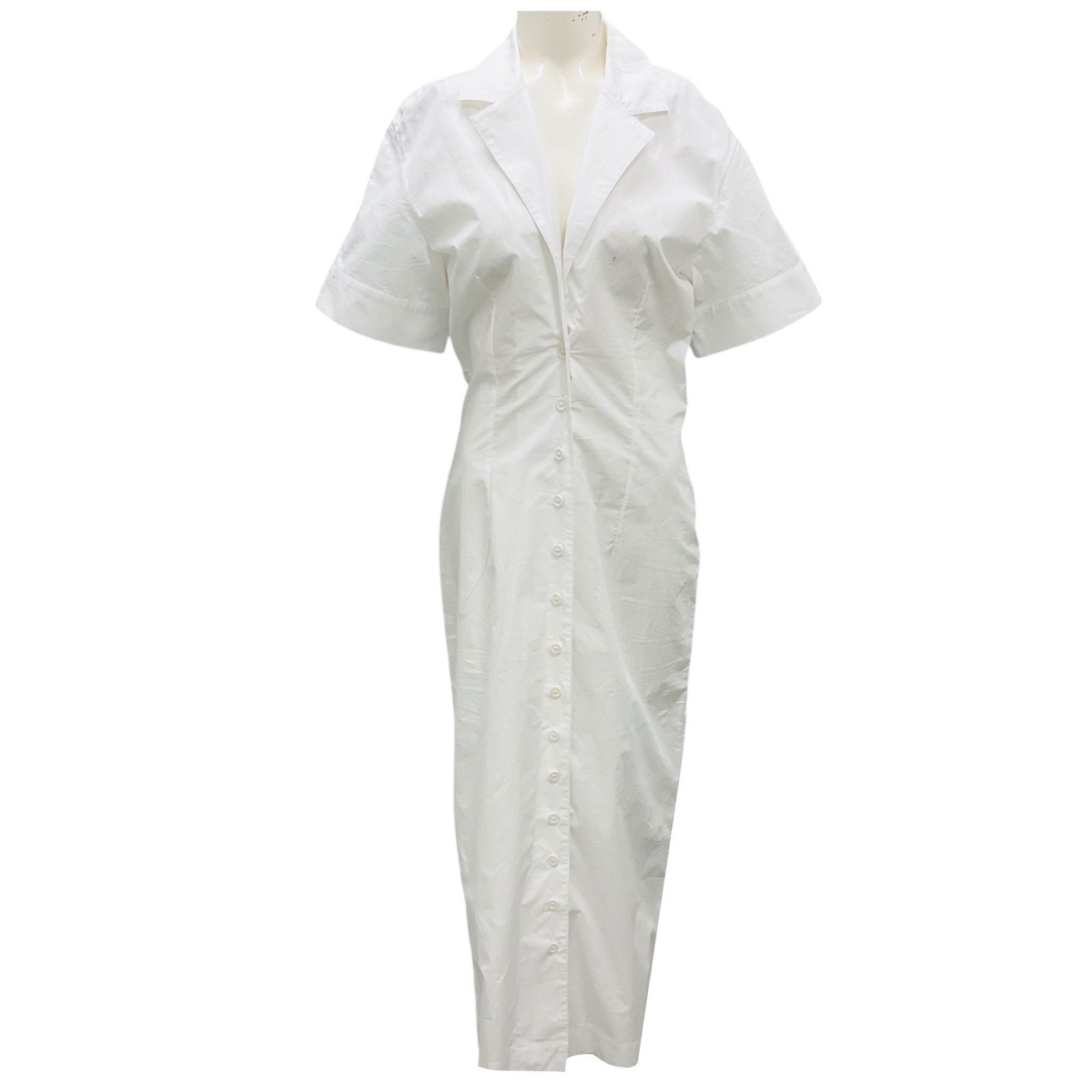 Another Tomorrow White Bias Poplin Dress