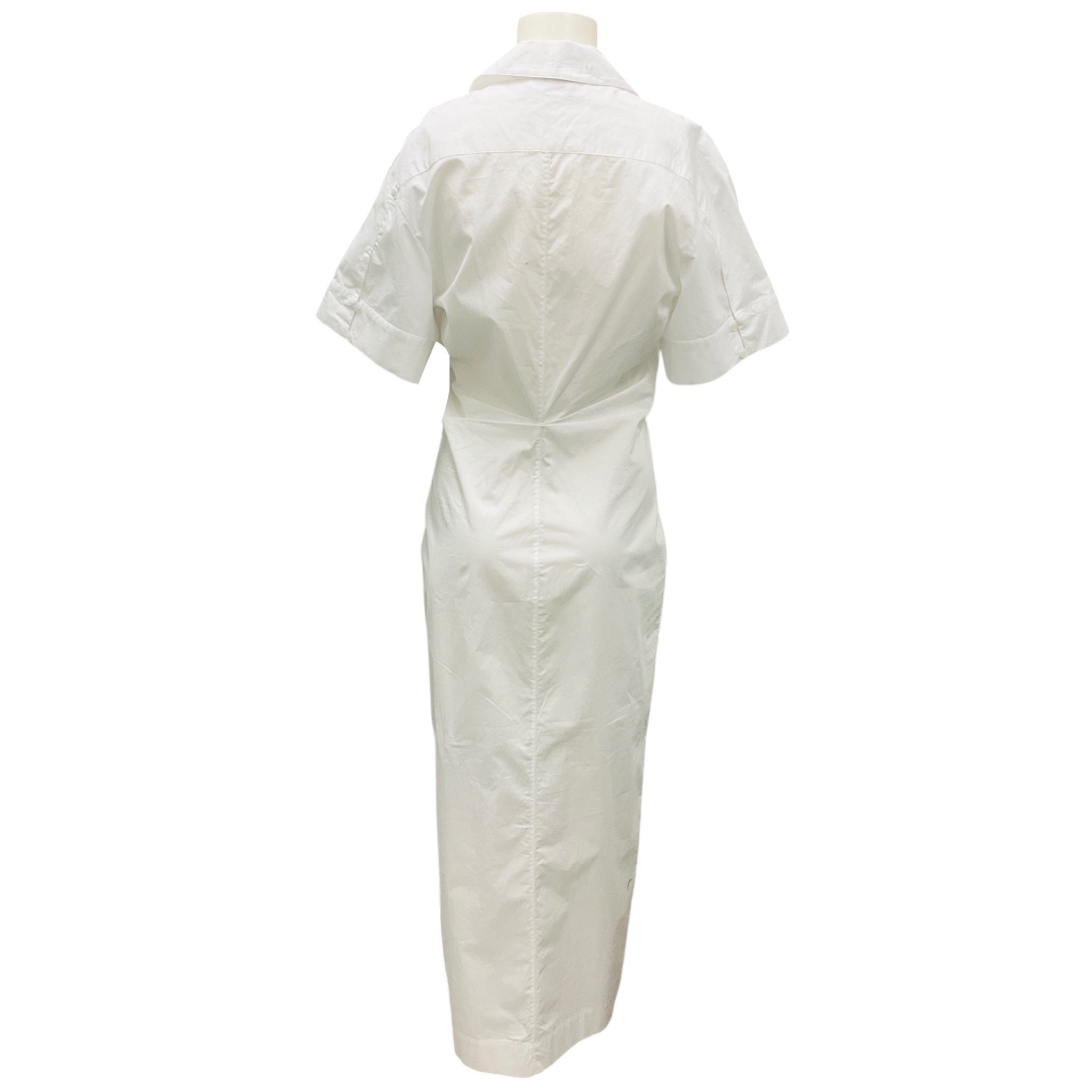 Another Tomorrow White Bias Poplin Dress