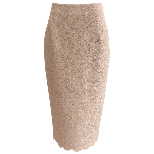 L'Agence Doeskin Nude Lace Royal Pencil Skirt
