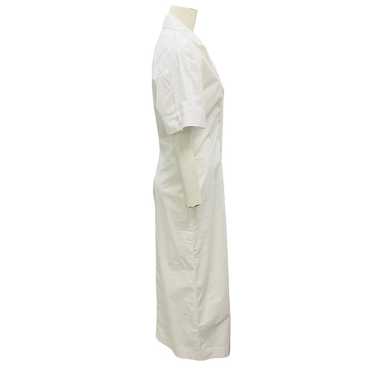 Another Tomorrow White Bias Poplin Dress