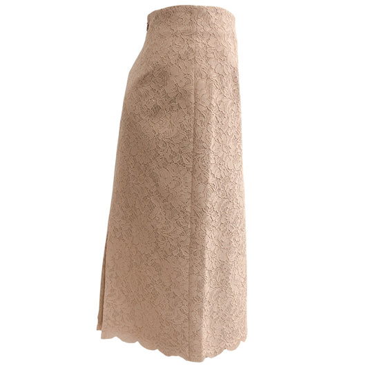 L'Agence Doeskin Nude Lace Royal Pencil Skirt