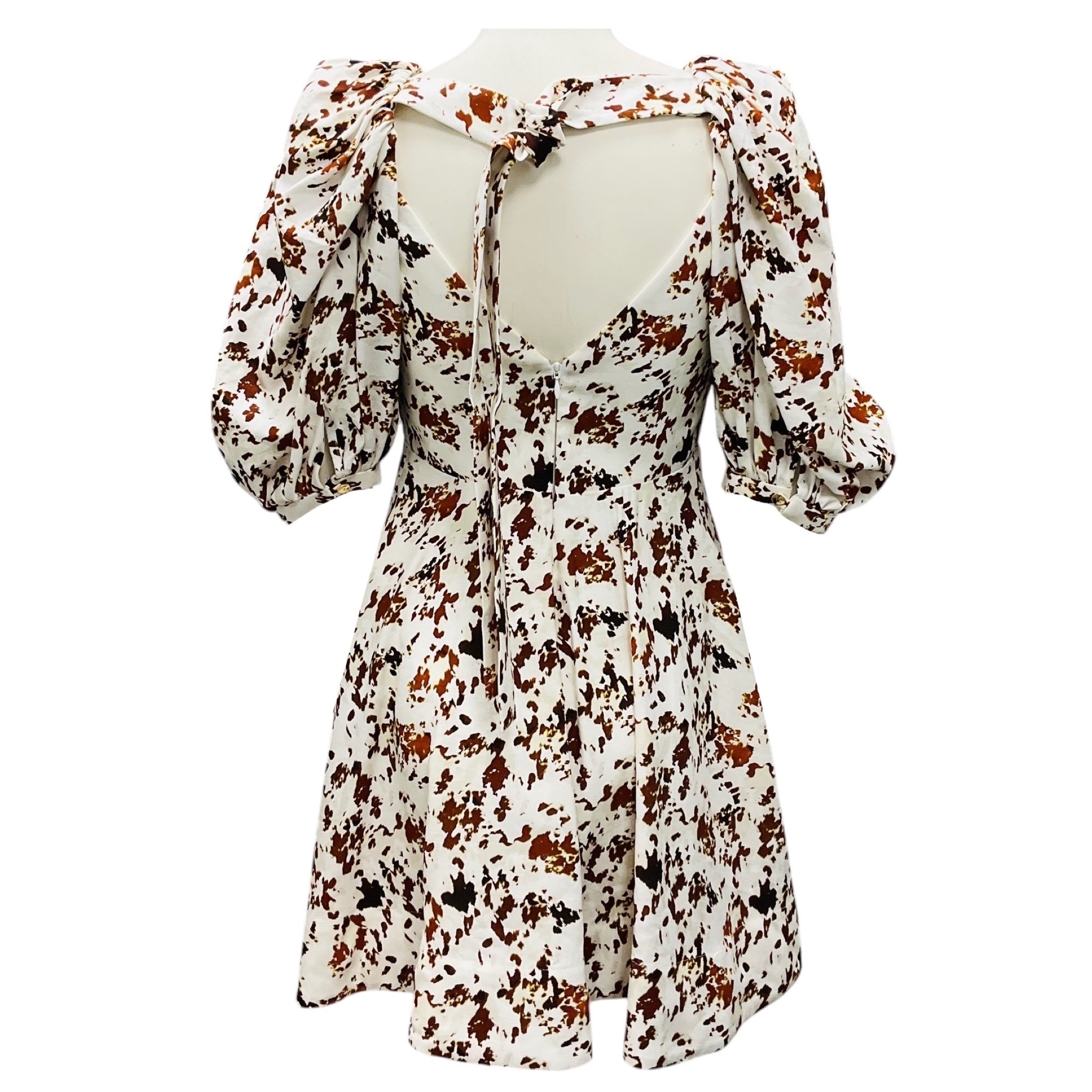 Acler White / Brown Jungle Print Dewey Dress