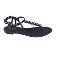 Load image into Gallery viewer, Chanel Black Pearl Embellished Camellia Flat Leather Sandals
