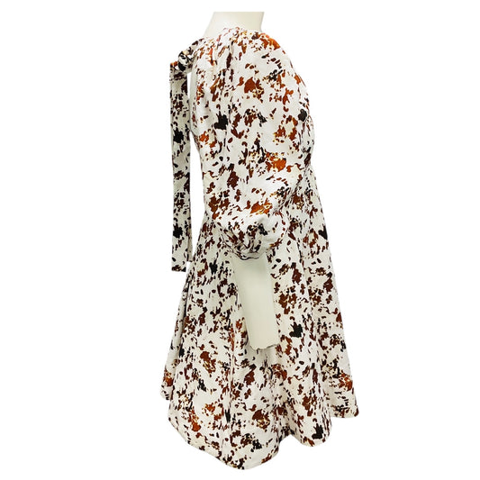 Acler White / Brown Jungle Print Dewey Dress