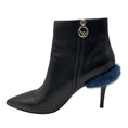 Load image into Gallery viewer, Fendi Black / Blue Fur Trimmed Heeled Leather Boots
