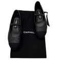 Load image into Gallery viewer, Chanel Black 2024 CC Logo Grosgrain Cap Toe and Leather Mary Jane Ballet Flats
