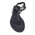 Load image into Gallery viewer, Chanel Black Pearl Embellished Camellia Flat Leather Sandals
