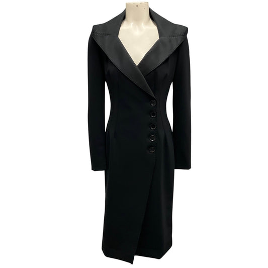 Dolce & Gabbana Black Technical Jersey Midi Coat Dress