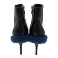 Load image into Gallery viewer, Fendi Black / Blue Fur Trimmed Heeled Leather Boots
