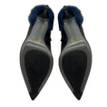 Load image into Gallery viewer, Fendi Black / Blue Fur Trimmed Heeled Leather Boots
