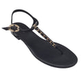 Load image into Gallery viewer, Chanel Black / Gold Chain Detail Flat Leather Sandals
