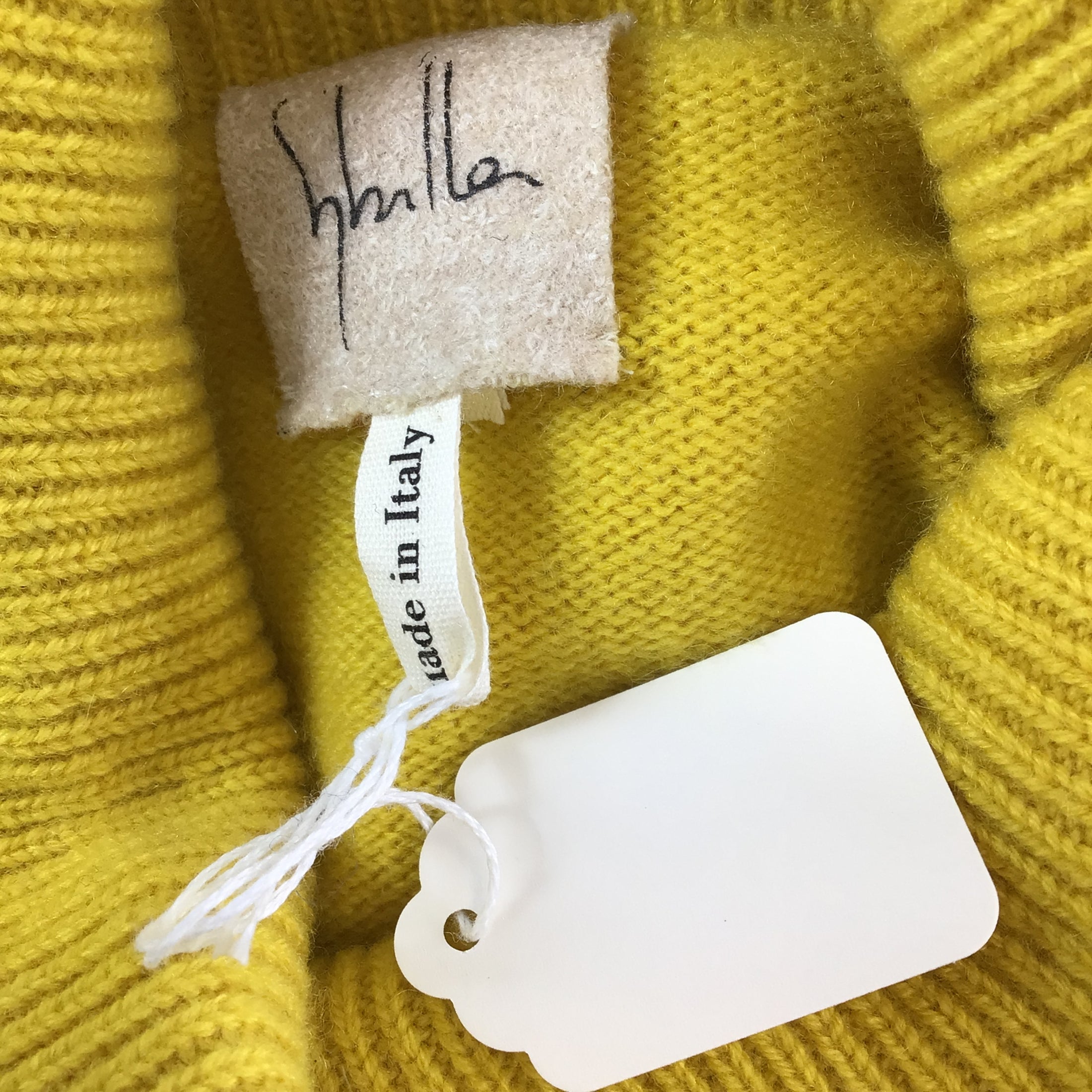 Sybilla Yellow Long Sleeved Cashmere Knit Turtleneck Sweater