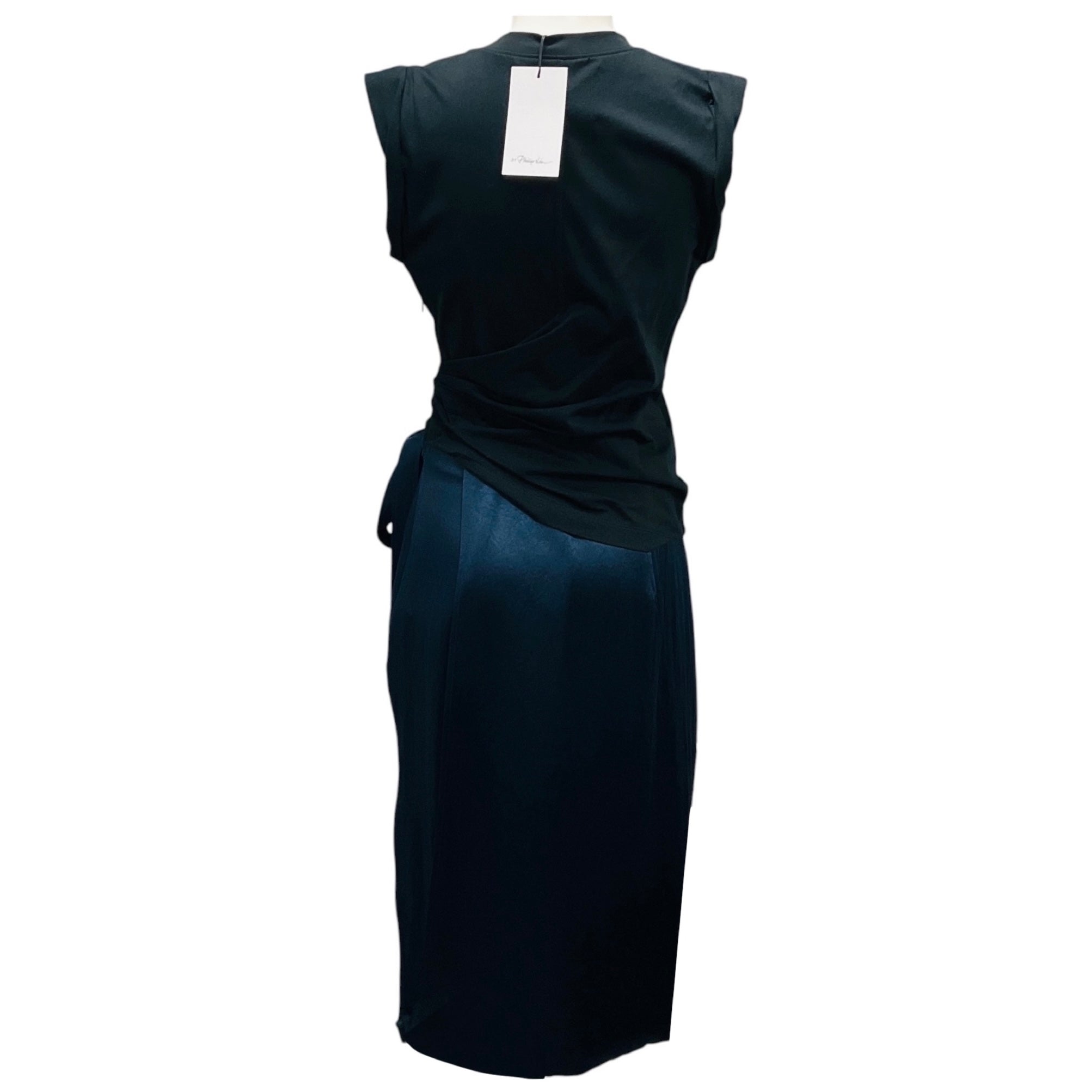 3.1 Phillip Lim Black / Midnight T-Shirt Combo Dress with Endless Lace Loop