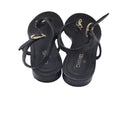 Load image into Gallery viewer, Chanel Black / Gold Chain Detail Flat Leather Sandals

