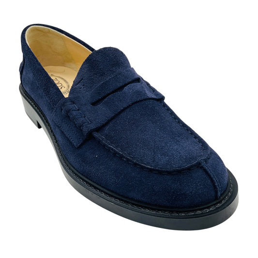 Tod's Navy Blue Suede Leather Loafers / Flats