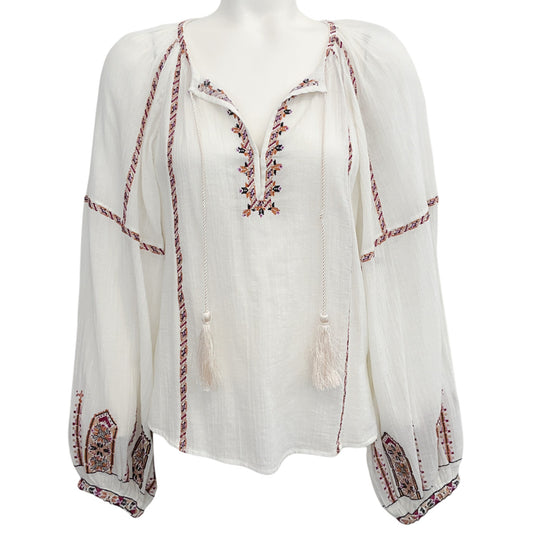 Isabel Marant Etoile Ecru / Ochre Embroidered Fernanda Blouse
