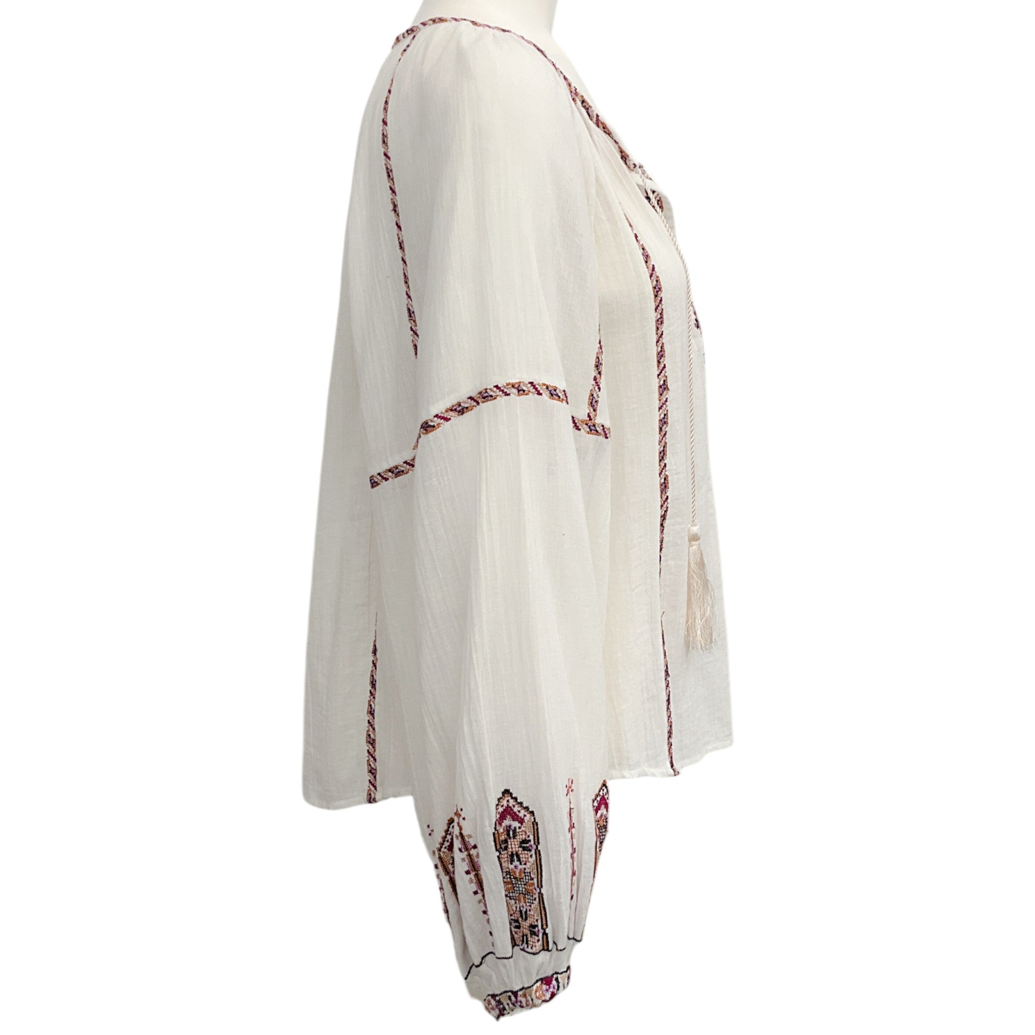 Isabel Marant Etoile Ecru / Ochre Embroidered Fernanda Blouse