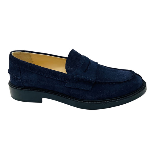 Tod's Navy Blue Suede Leather Loafers / Flats