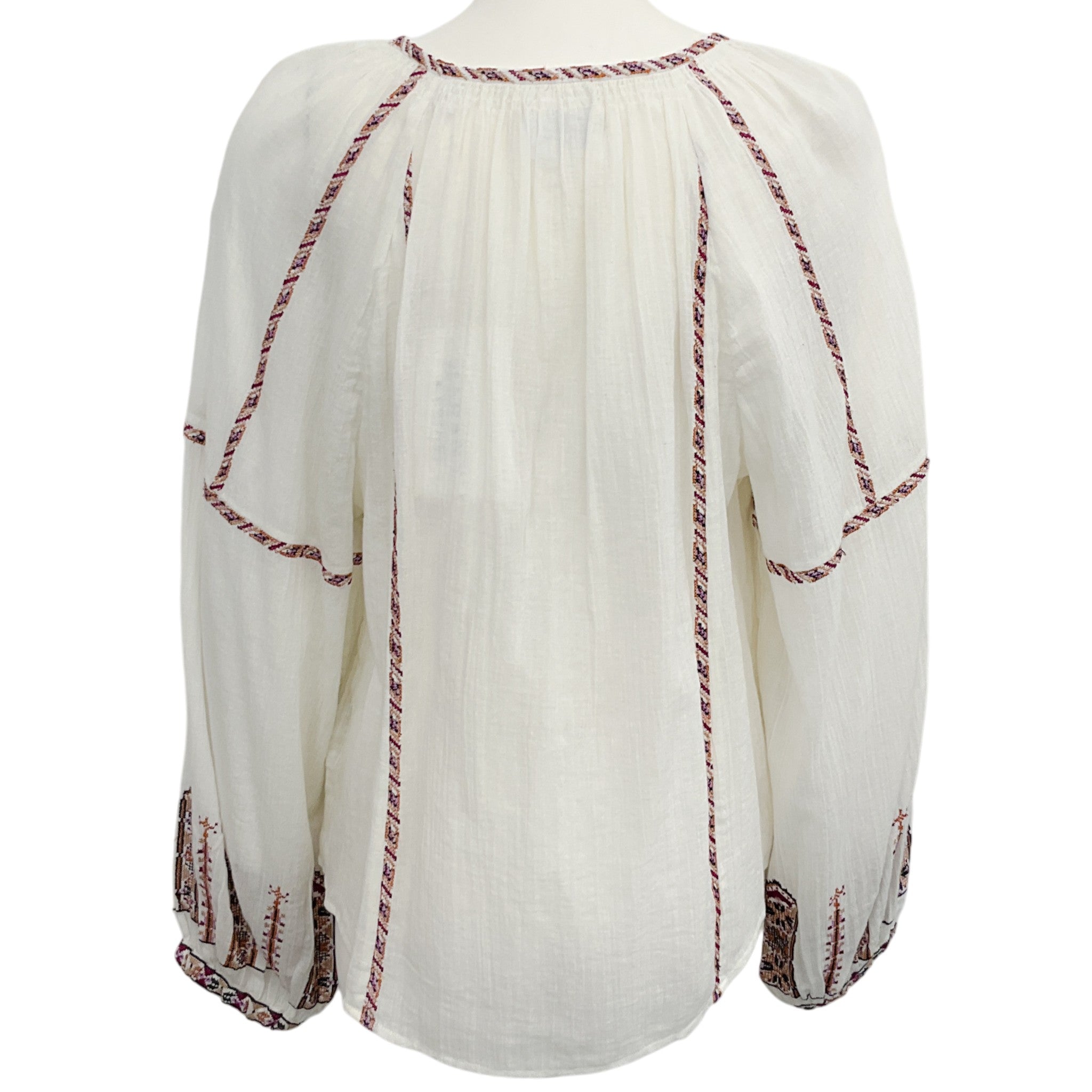 Isabel Marant Etoile Ecru / Ochre Embroidered Fernanda Blouse